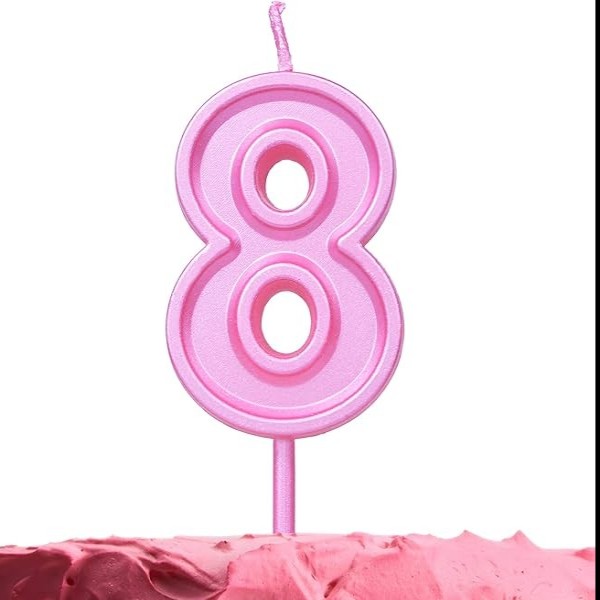 VELA NUMERO 8 PARTY ROSA E12